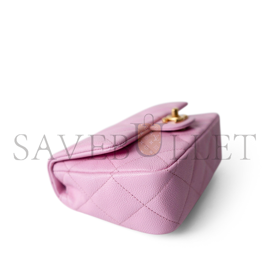 Ch*el pink caviar quilted sweetheart flap gold hardware (20*14*6cm)
